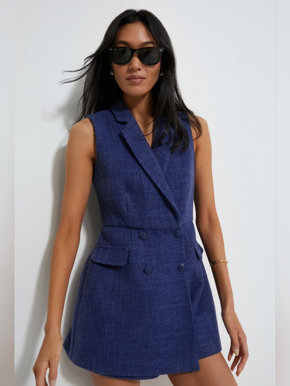 Pomander Elegant Blue Short Jumpsuit Romper - Size XXL